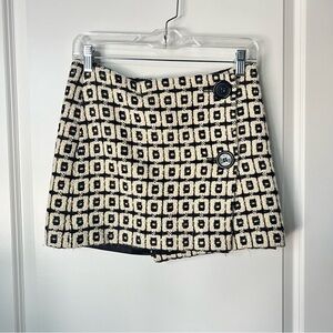 Vintage Milly 1960s Woven Black & Cream Patterned Mini Skirt